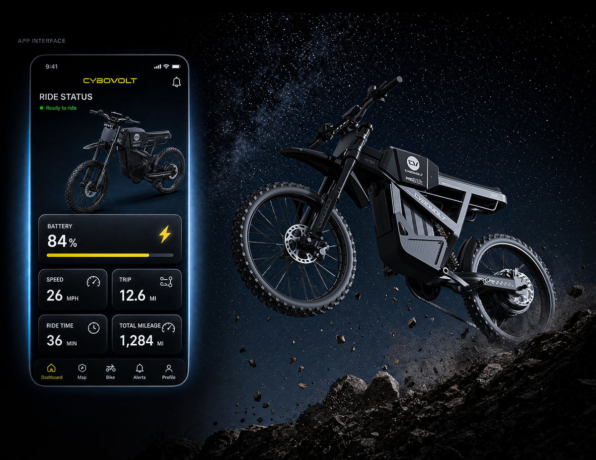 Cybovolt app connected bike dashboard